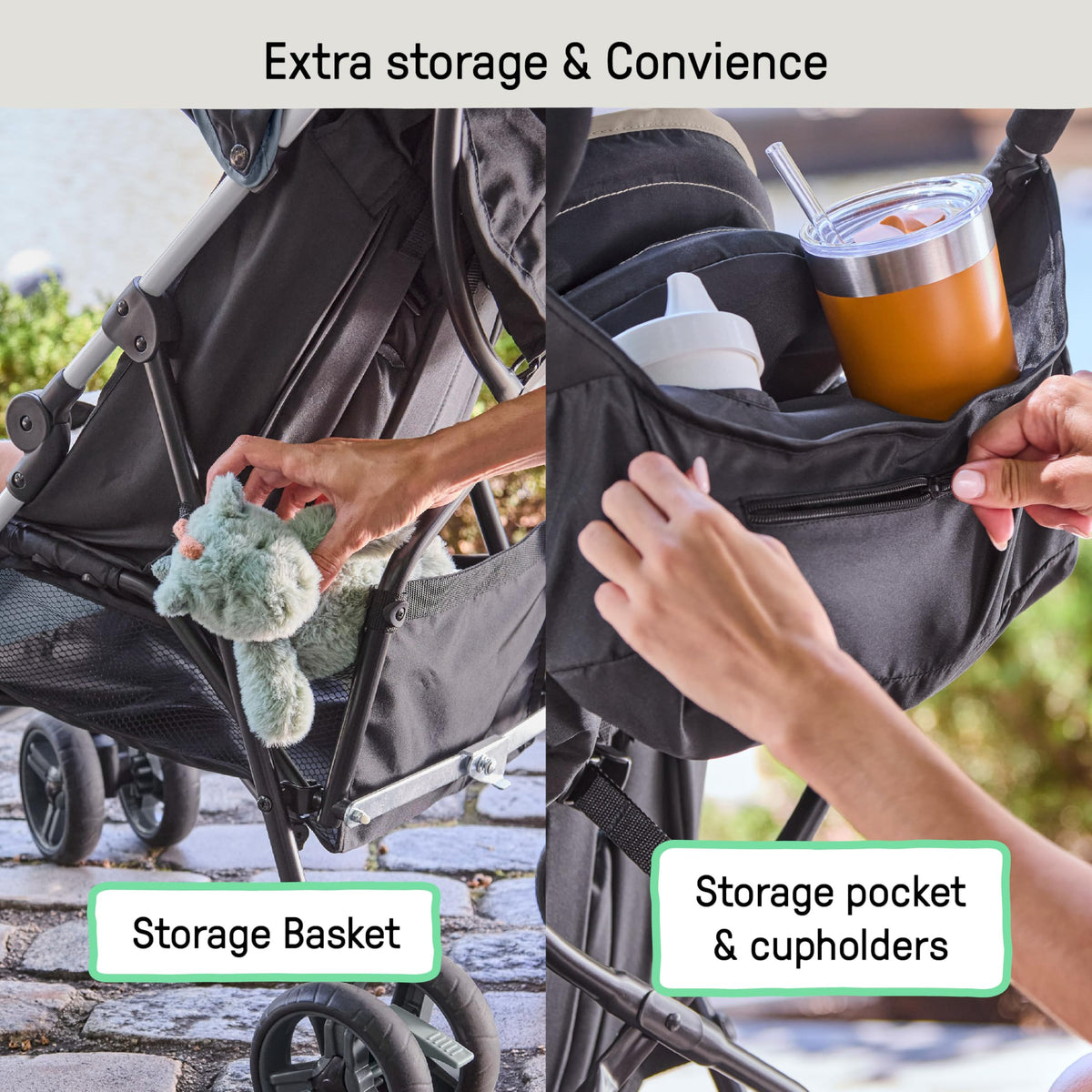 Lightweight Compact Fold Stroller with Canopy and Recline, Slate Grey K721629