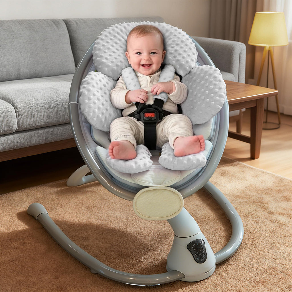 Infant Car Seat Head Neck Body Support, Ultra-Soft Minky Microfiber, 2-in-1 Reversible, Gray J4465