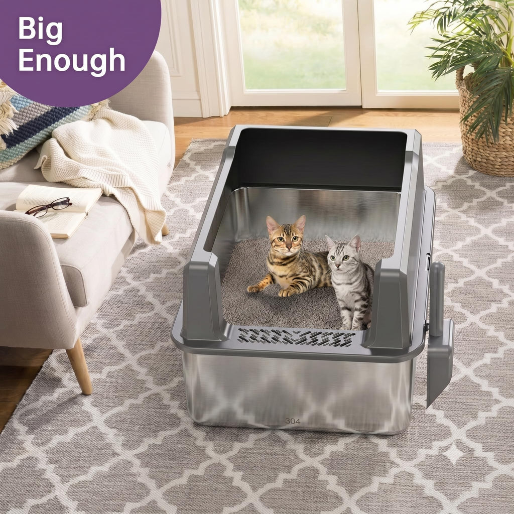 Stainless Steel Litter Box with Lid J160634