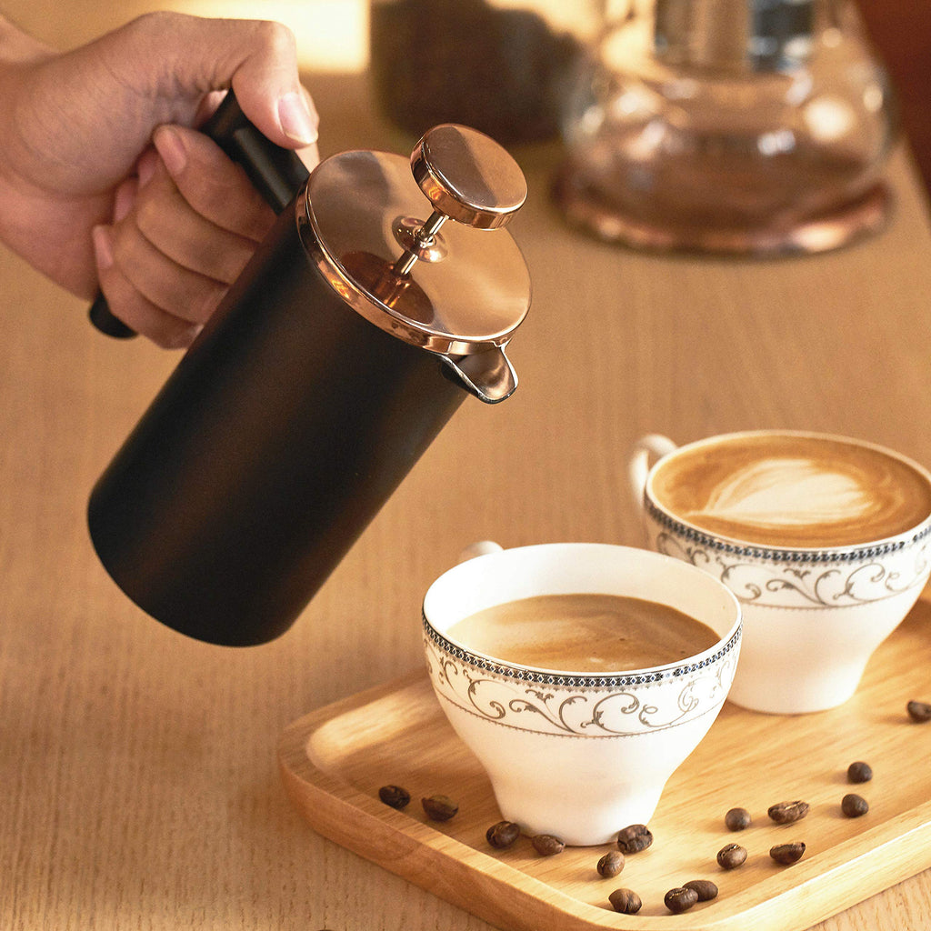 Black Stainless Steel 12oz French Press Coffee Maker S48405